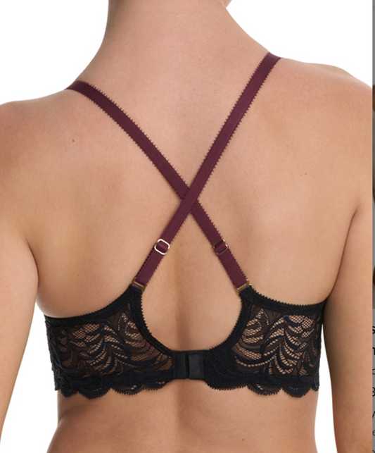 Persuasion Lightly Lined Plunge T-shirt Bra - Royal Fig/Burgundy Red/Black