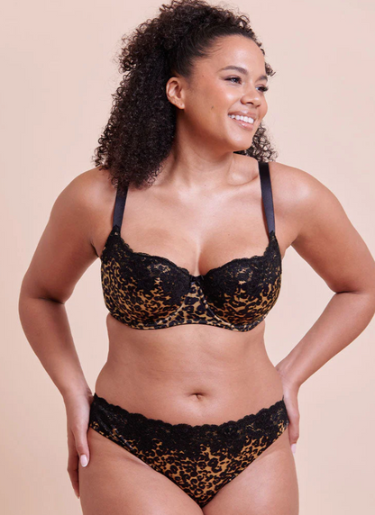 Boost Lace Balcony Bra - Leopard/Black