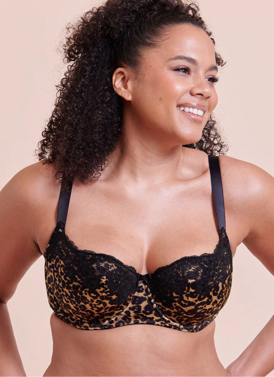 Boost Lace Balcony Bra - Leopard/Black