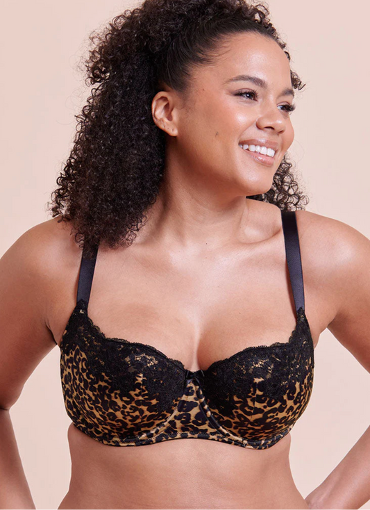 Boost Lace Balcony Bra - Leopard/Black