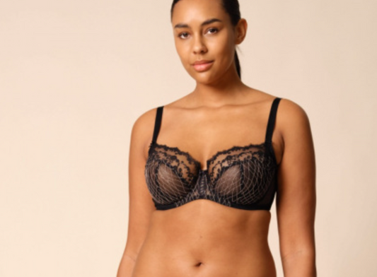 Lacage Non-Padded Balconette Bra - Black