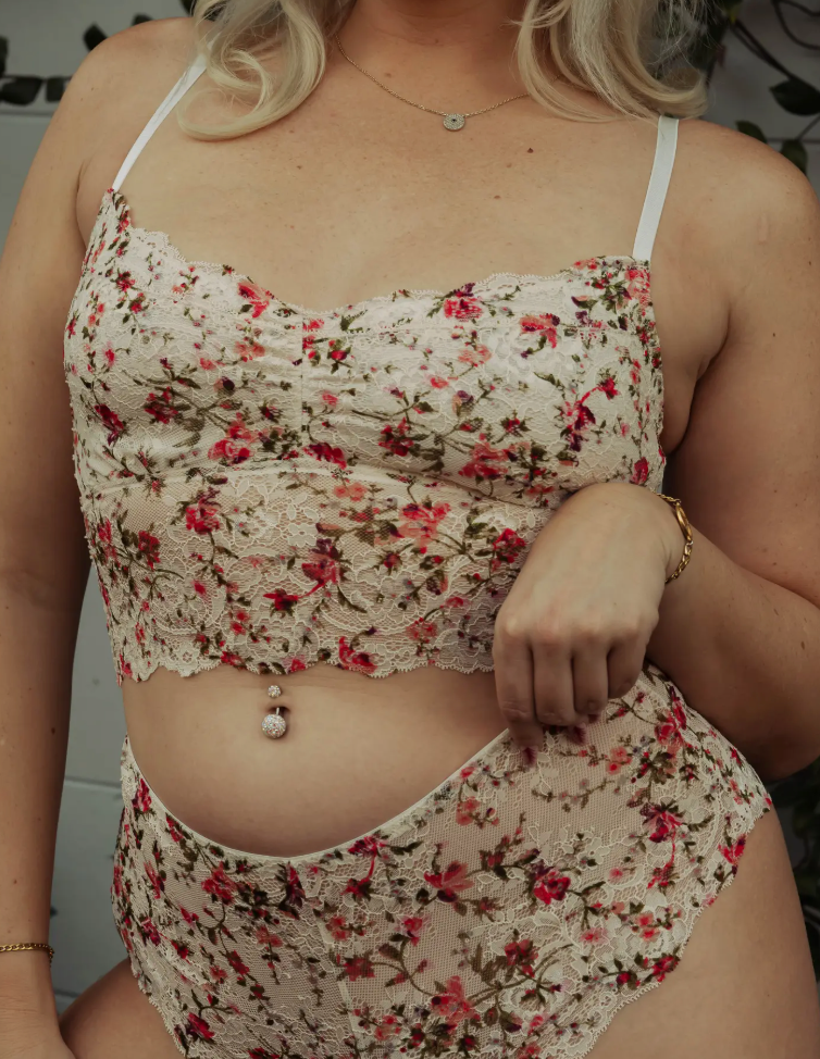 Field Lace Longline Bralette - Floral