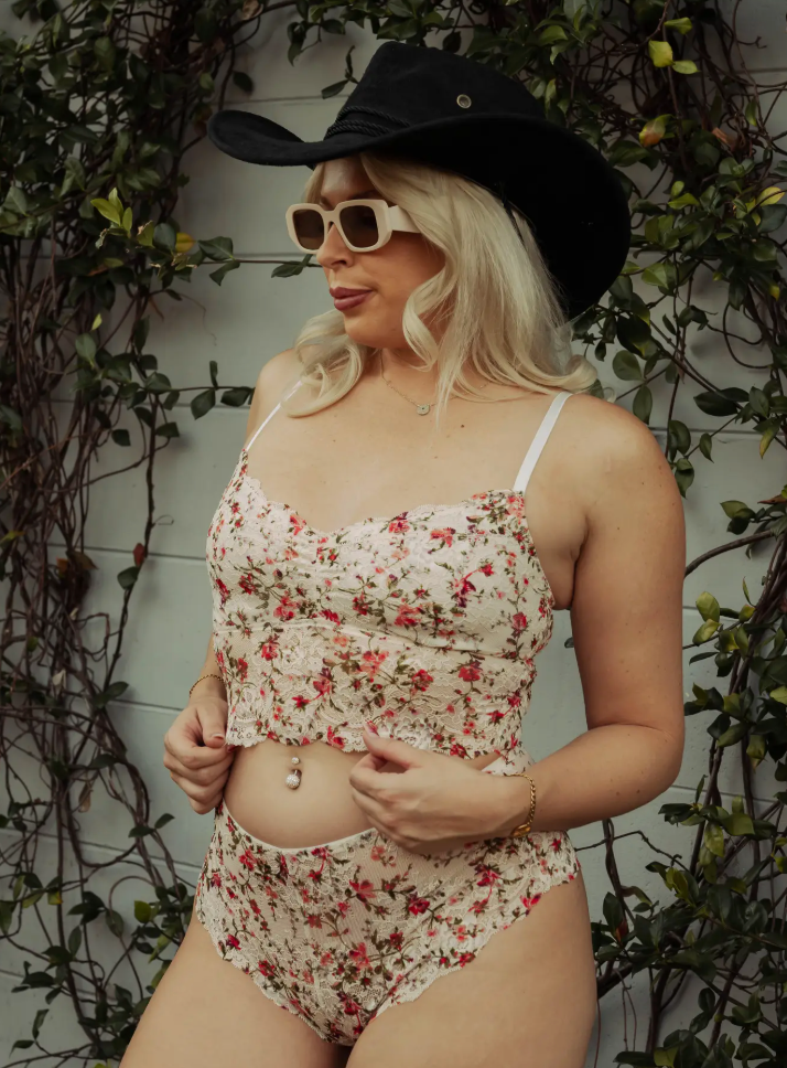 Field Lace Longline Bralette - Floral
