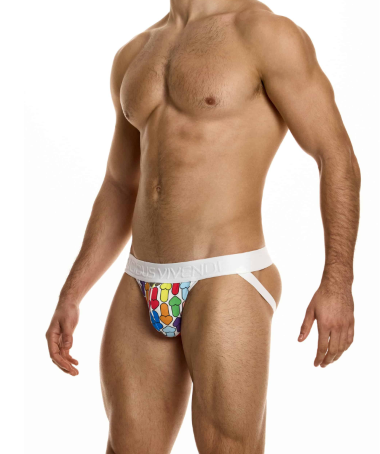 Rainbow Hearts Jockstrap - White Rainbow