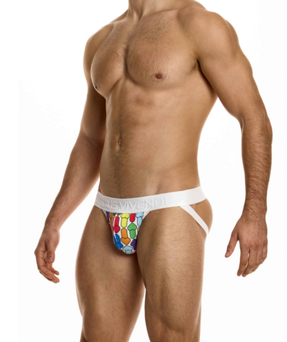 Rainbow Hearts Jockstrap - White Rainbow