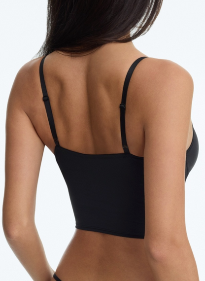 Late Night Faux Leather Cropped Cami - Black
