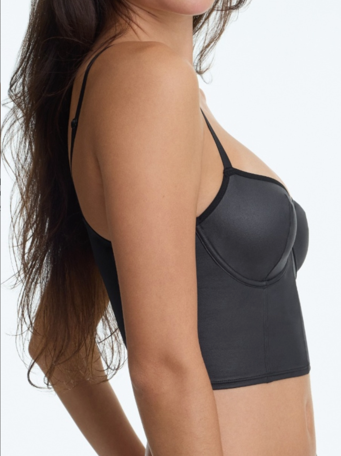 Late Night Faux Leather Cropped Cami - Black
