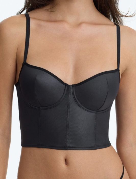Late Night Faux Leather Cropped Cami - Black