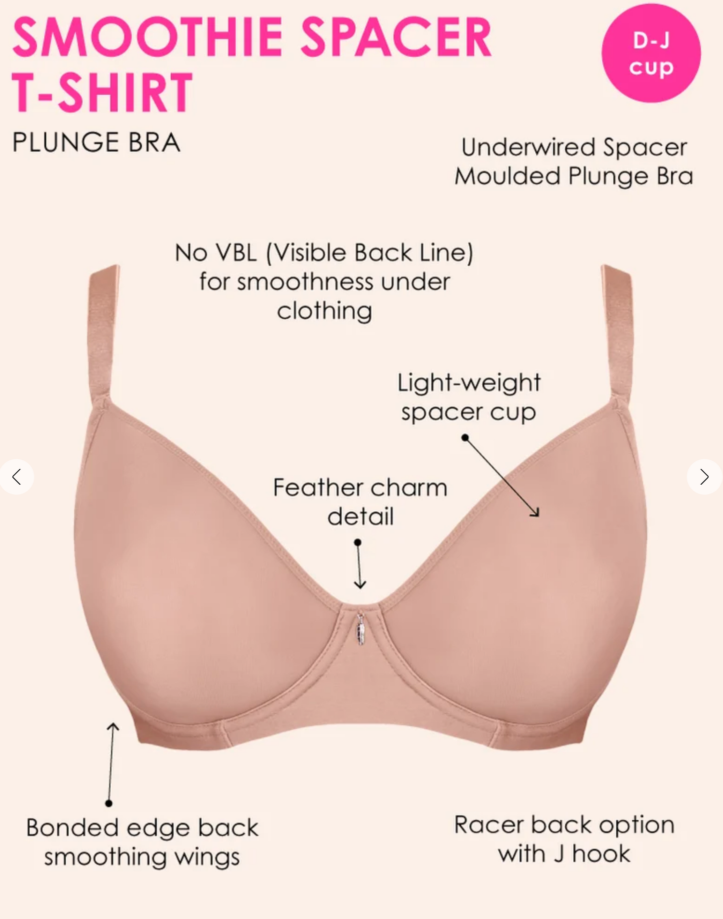 Smoothie Spacer Plunge T-shirt Bra - Latte / Nude