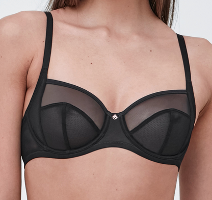 Spellbound Sheer Side Support Bra - Black