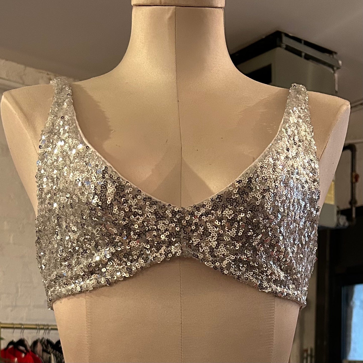 Only Hearts Shine On Sequin Bra in Red