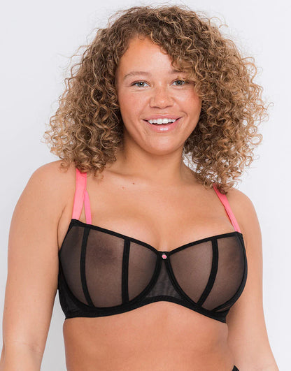 Elementary Balcony Bra  - Black/Pink