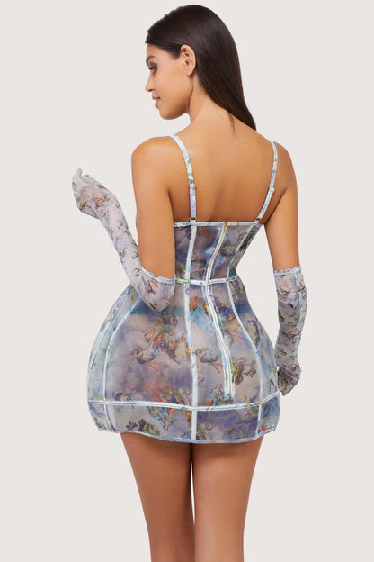 Gracie Renaissance Printed Boned Underbust Dress