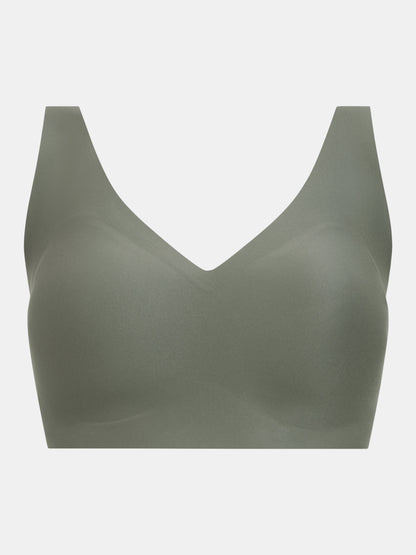 Softstretch Power V-Neck Wireless Support Bra - Vert Argile Green