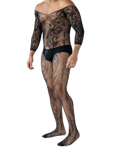 Black Lacey Crotchless Fishnet Bodystocking