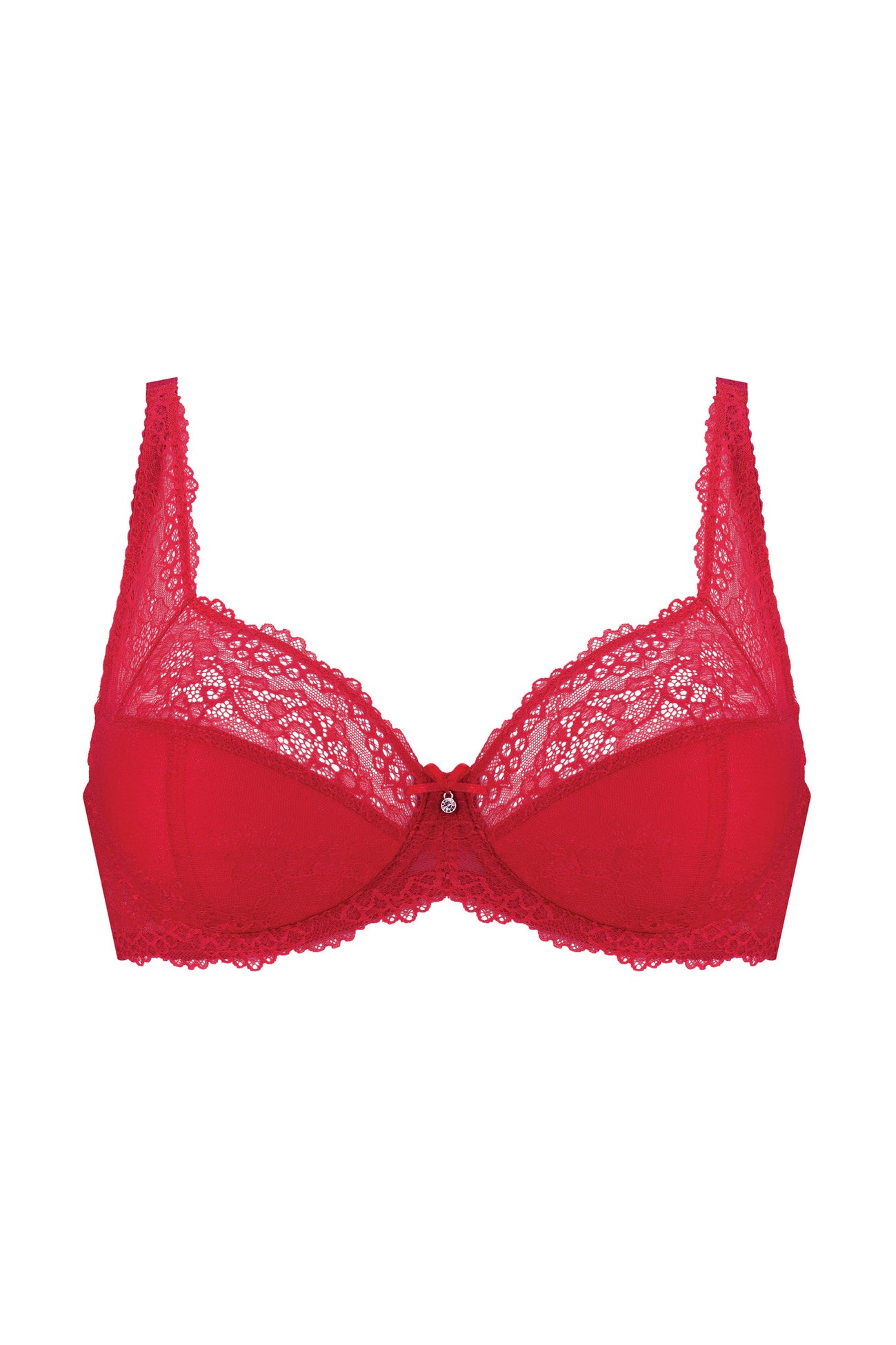 Scarlet lace half padded bra - red