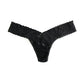 Signature Lace Low Rise Thong - Black