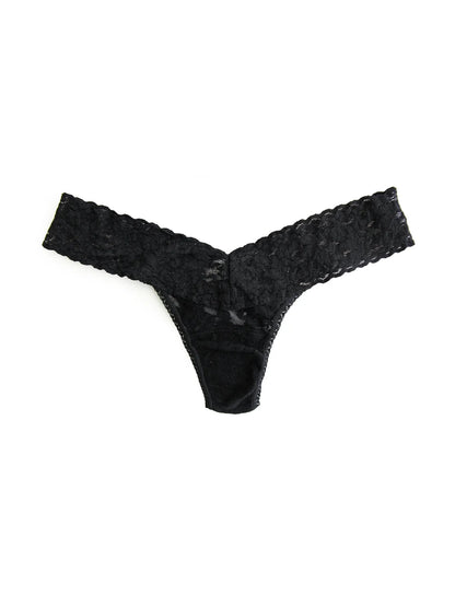 Signature Lace Low Rise Thong - Black