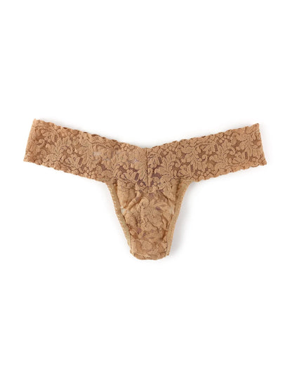 Signature Lace Low Rise Thong - Suntan Beige