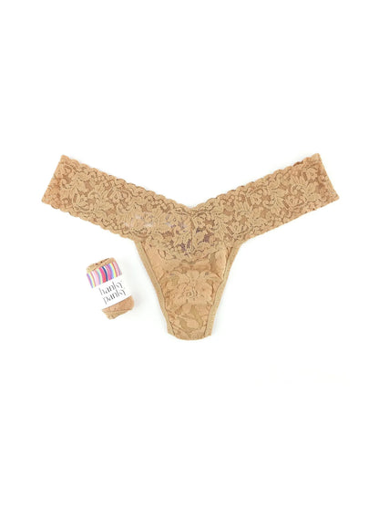 Signature Lace Low Rise Thong - Suntan Beige