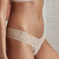 Signature Lace Low Rise Thong - Chai