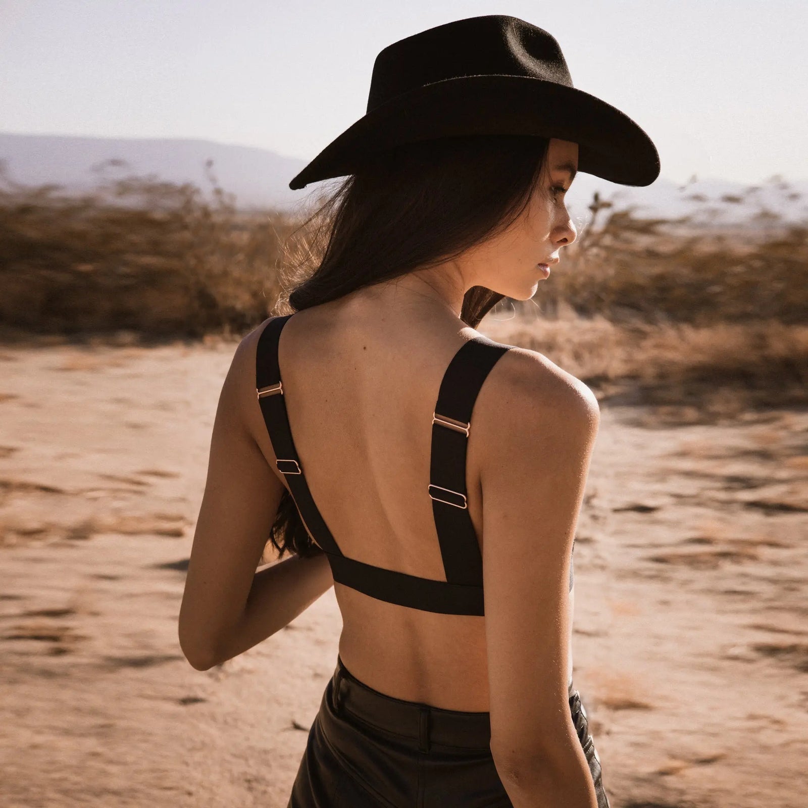 Monique Morin Vertigo V-Neck Bralette Black Back View