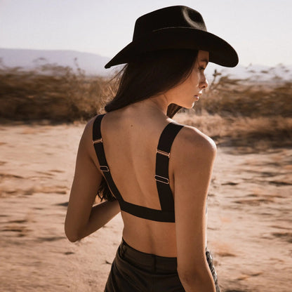 Monique Morin Vertigo V-Neck Bralette Black Back View