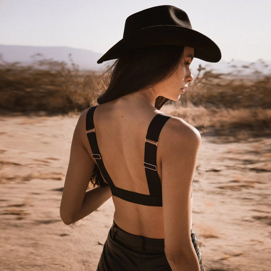 Monique Morin Vertigo V-Neck Bralette Black Back View