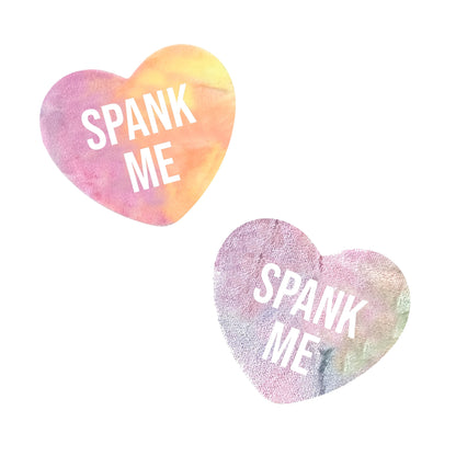 Spank Me Rainbow Sherbet Tie Dye Pastel Candy Heart Nipple Cover Pasties