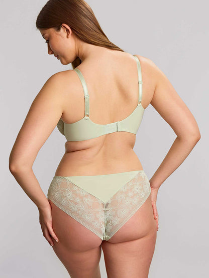 panache celeste balcony bra and lace panty pistachio green back view