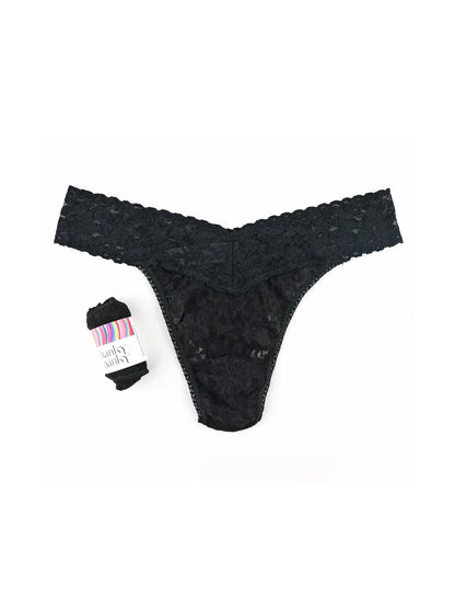 Signature Lace Original Rise Thong - Black