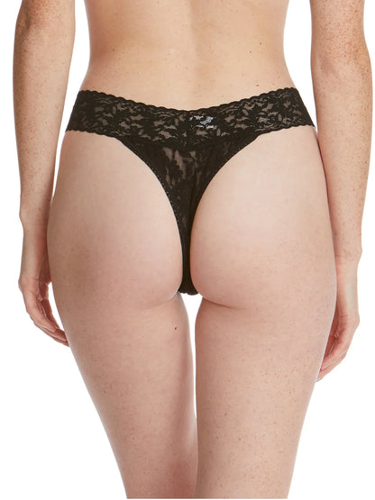 Signature Lace Original Rise Thong - Black