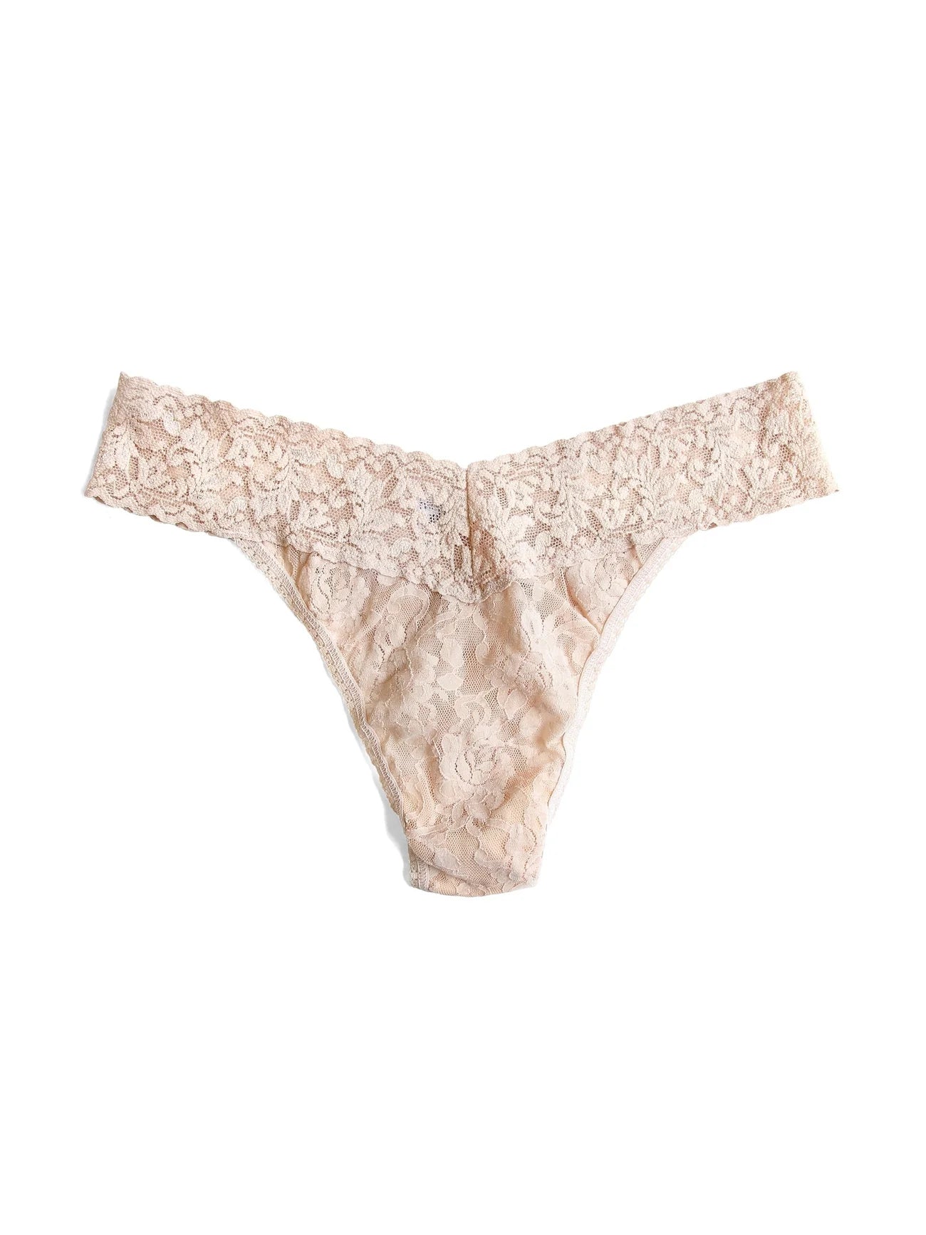 Signature Lace Original Rise Thong - Chai