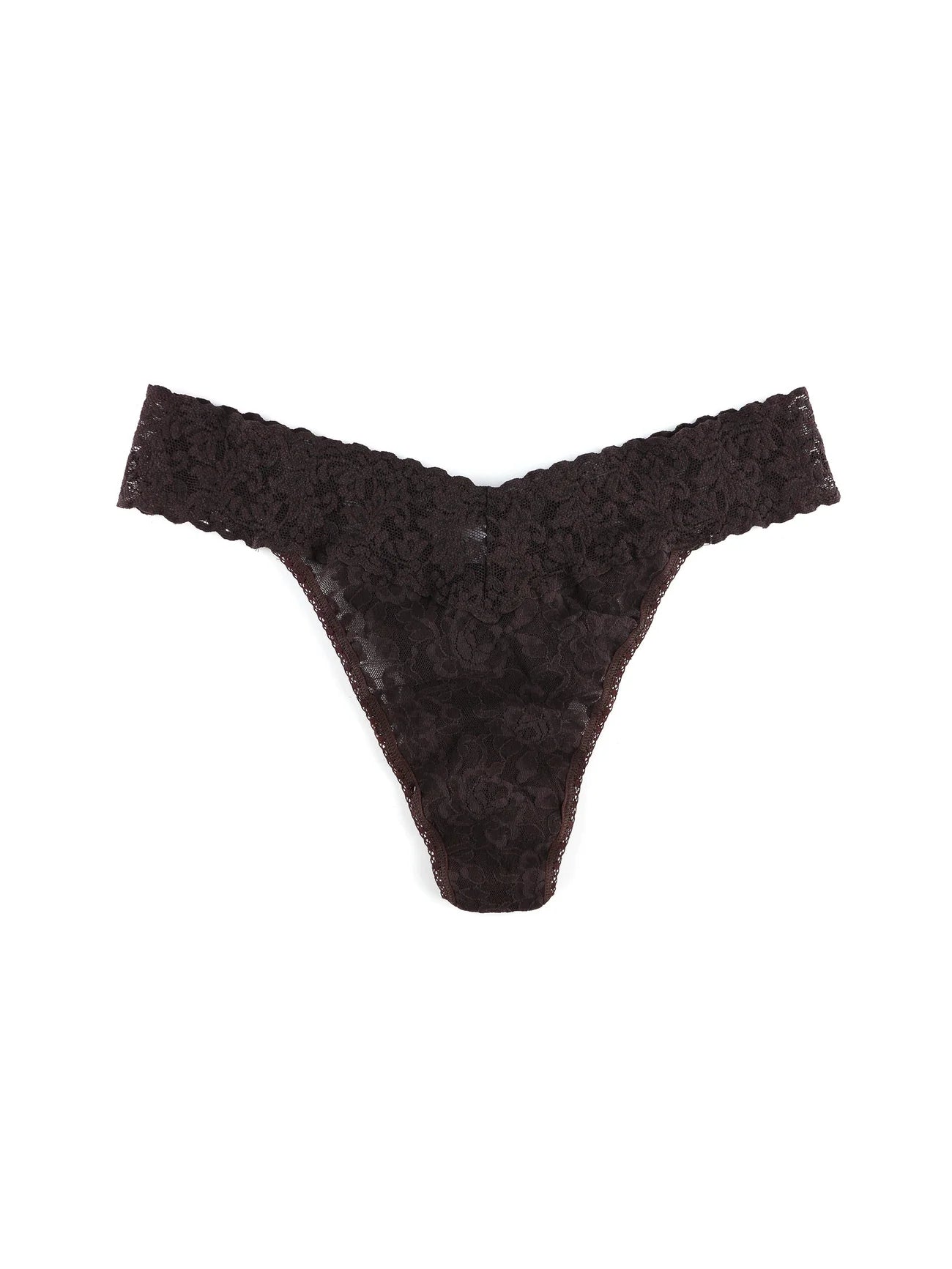 Signature Lace Original Rise Thong - Chocolate Noir