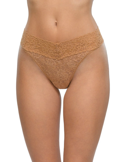 Signature Lace Original Rise Thong - Suntan Beige