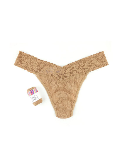 Signature Lace Original Rise Thong - Suntan Beige