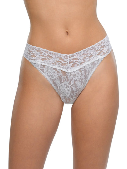 Signature Lace Original Rise Thong - White