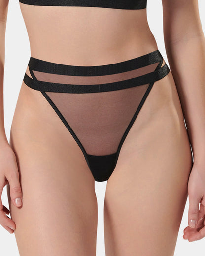 Aspen High Waist Thong - Black