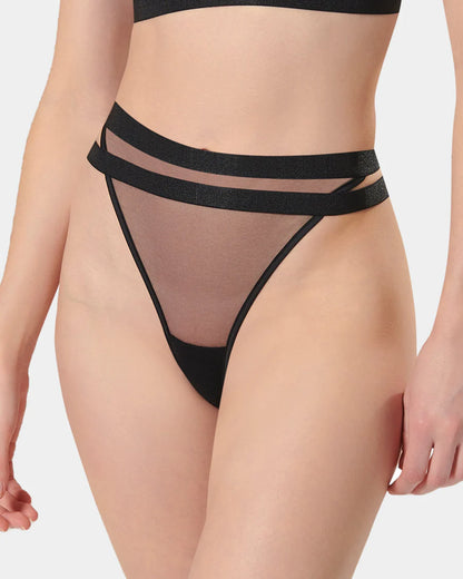 Aspen High Waist Thong - Black