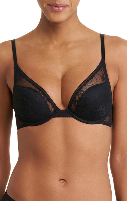 Love Lace Convertible Plunge Push-up Bra - Black