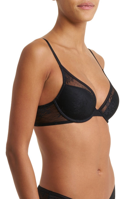 Love Lace Convertible Plunge Push-up Bra - Black