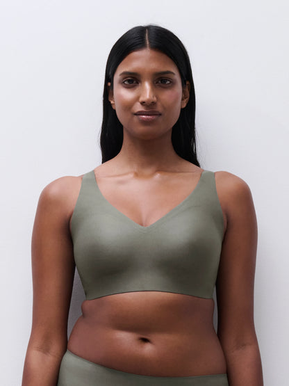 Softstretch Power V-Neck Wireless Support Bra - Vert Argile Green