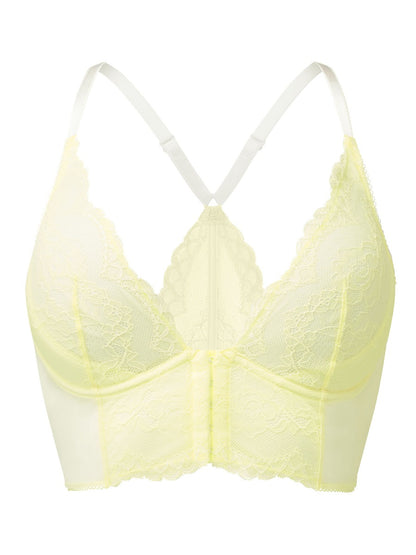 Superboost Lace Deep V Bralette - Lemon