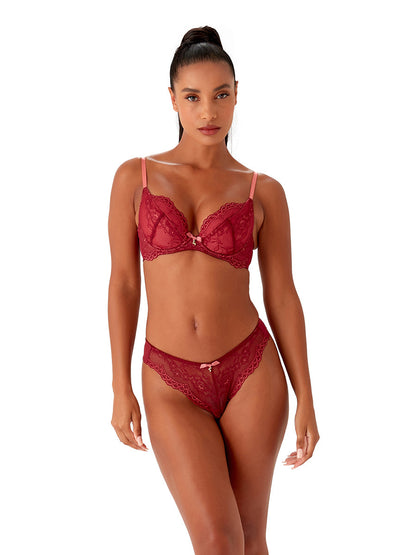 Superboost Lace Plunge Bra - Cranberry