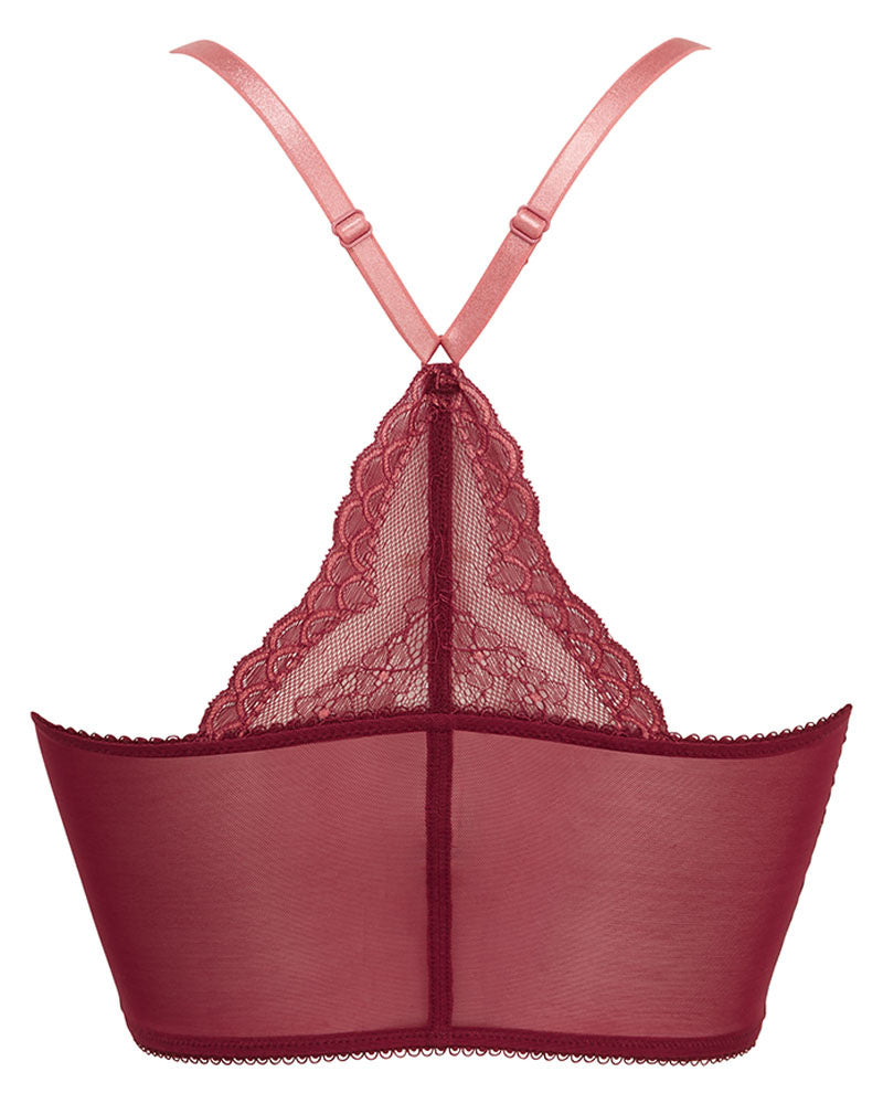 Superboost Lace Deep V Bralette - Cranberry