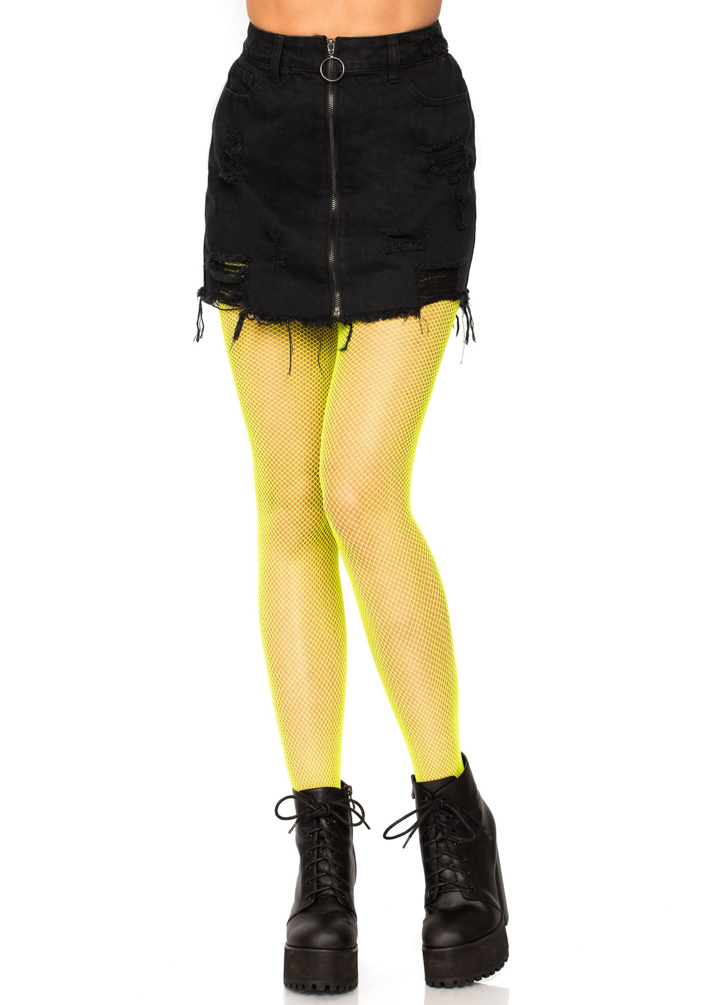 Fishnet Tights - Neon Yellow