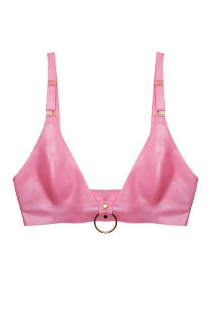 Imogen Latex and Ring Bra - Pink