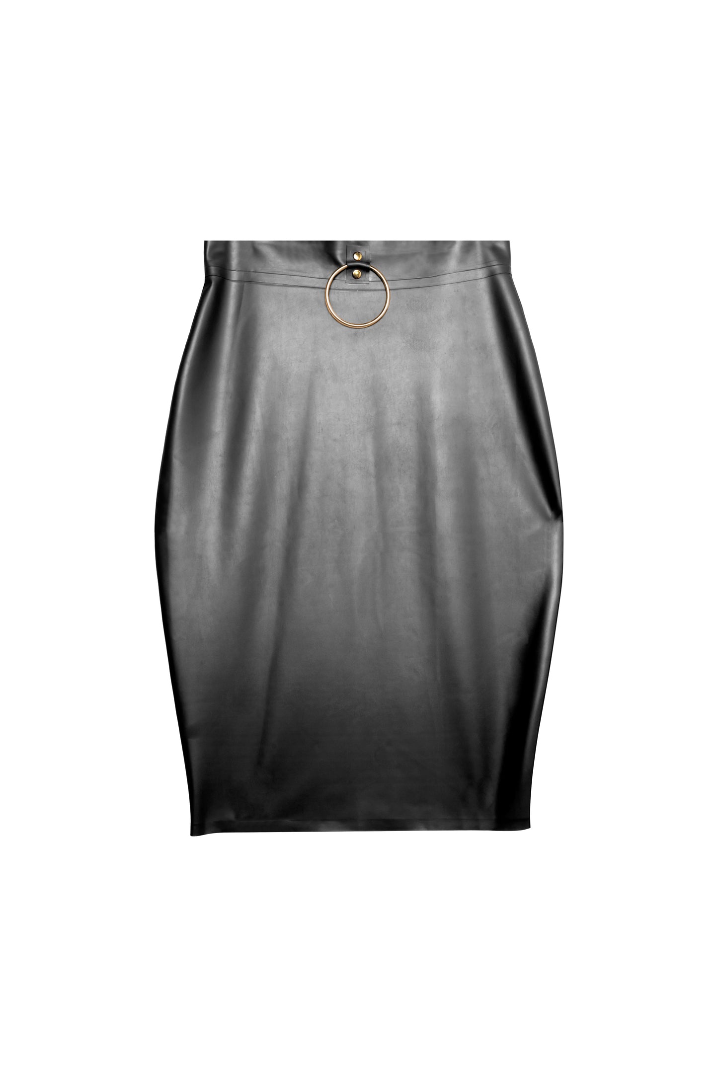 Imogen Latex and Ring Pencil Skirt - Black