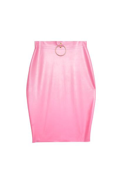 Imogen Latex and Ring Pencil Skirt - Pink