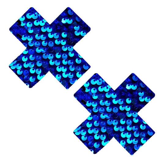 Blue Sequin Velvet Crush X Factor Nipple Cover Pasties